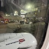 View from plane window before takeoff.