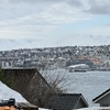 View from the town at the bottom of the hill, out towards the centre of Tromsø across the water.