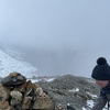 At the top of the hill there was a viewpoint down two different fjords, and a cairn with a little box containing a visitors’ book.