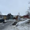 View from the Polar Museum in the direction the centre of the island, featuring the classic brightly coloured buildings.