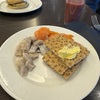 Breakfast was varied and I generally had three courses. This was the smoked salmon and pickled herring course. There was also the scrambled eggs and beans course, and the croissants/pancakes/jam course.